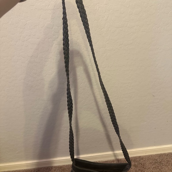Black Fringe Shoulder Bag with Braided Strap - Picture 4 of 6